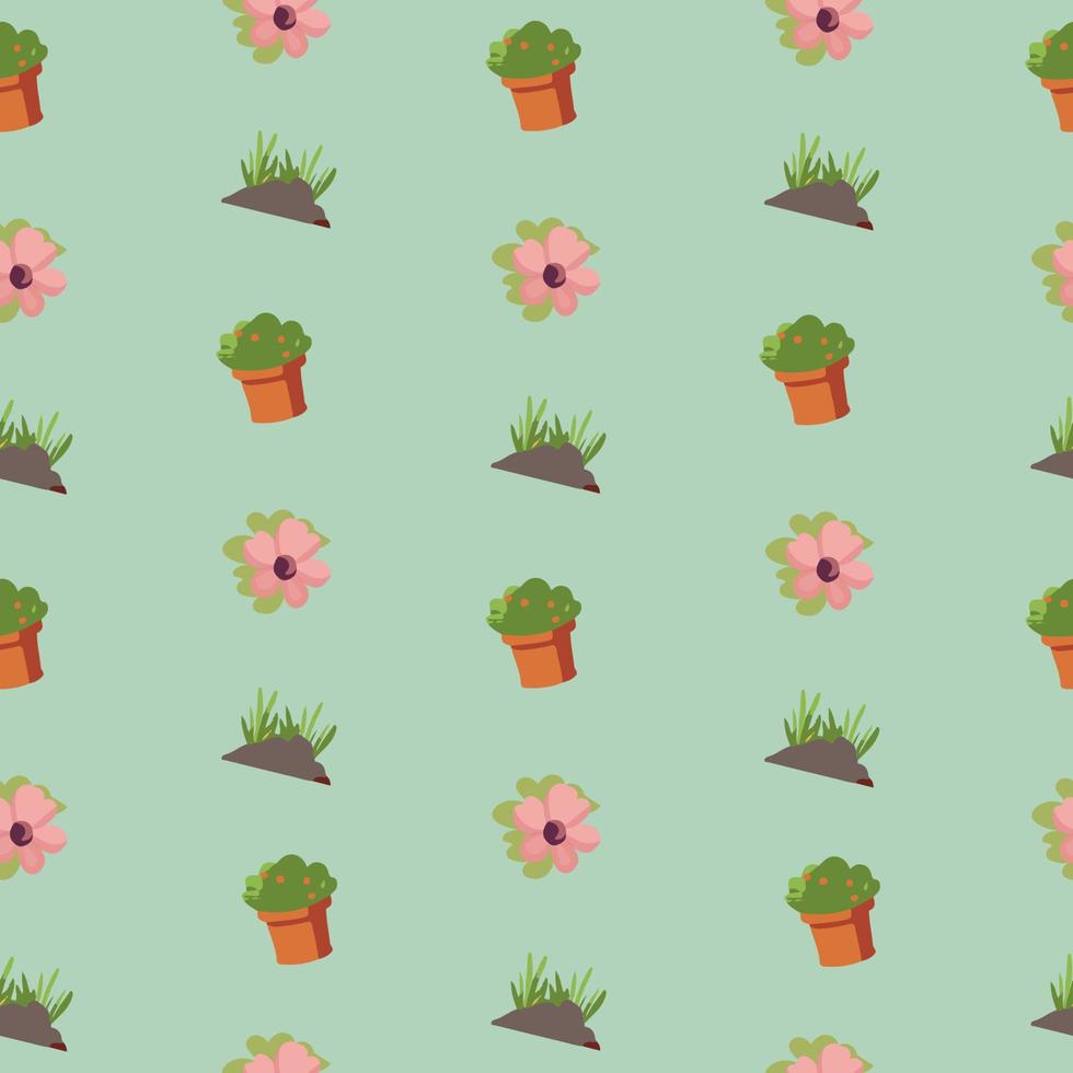 Spring concept. Seamless pattern of set of gardening tools. vector