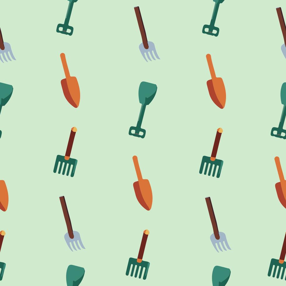 Spring concept. Seamless pattern of set of gardening tools. vector