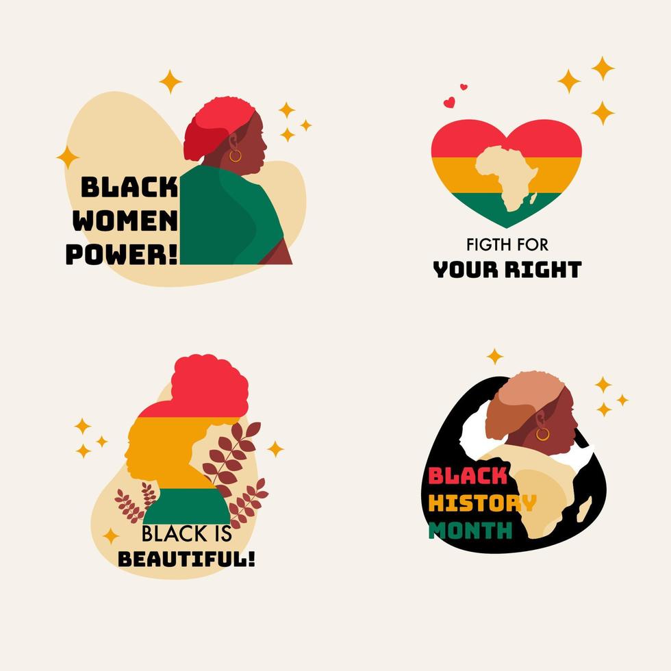 Sticker pack black history month vector