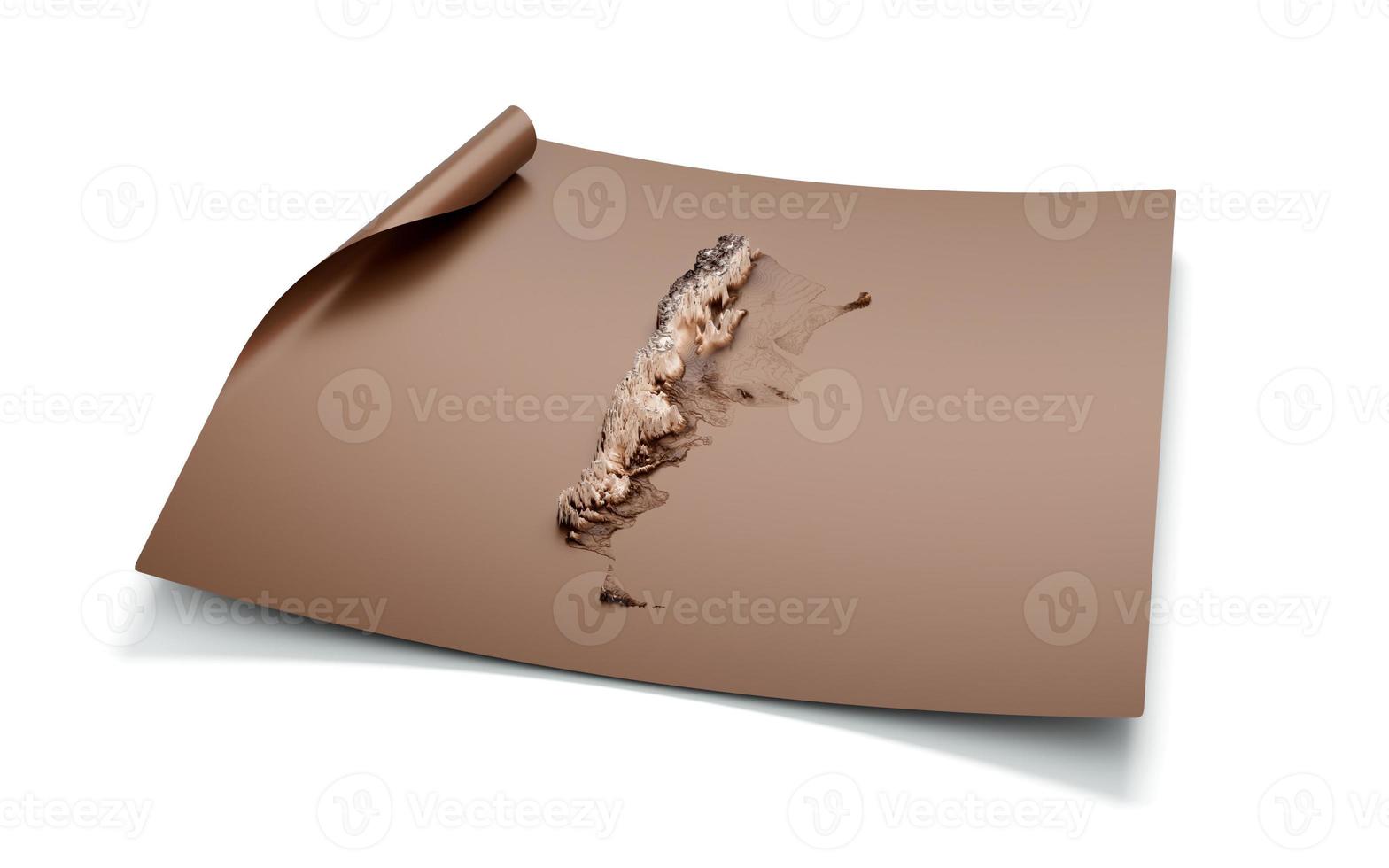 Map Of Argentina Old Style Brown On Unrolled Map Paper Sheet, 3D illustration photo