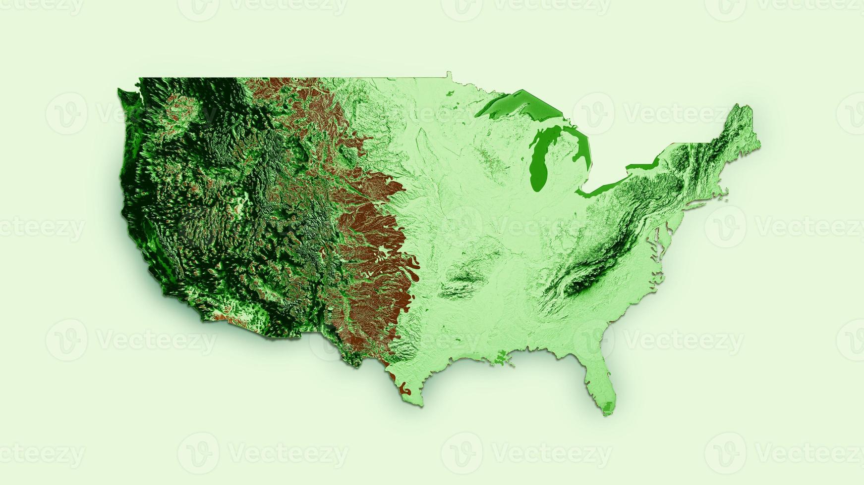 USA Topographic Map 3d realistic map Color 3d illustration photo