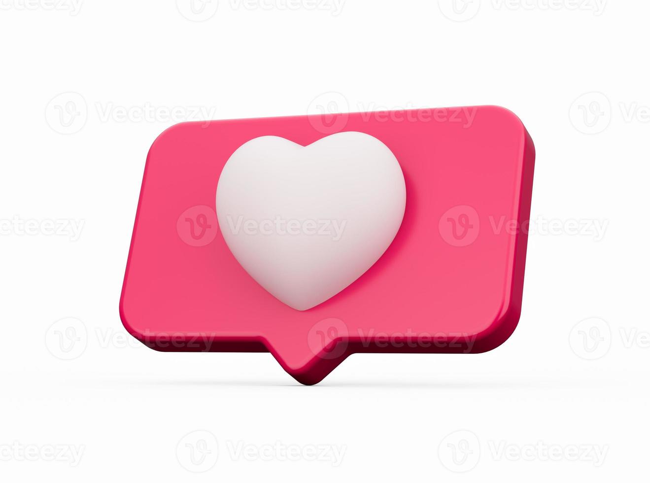 Message icon with a white heart 3d illustration photo