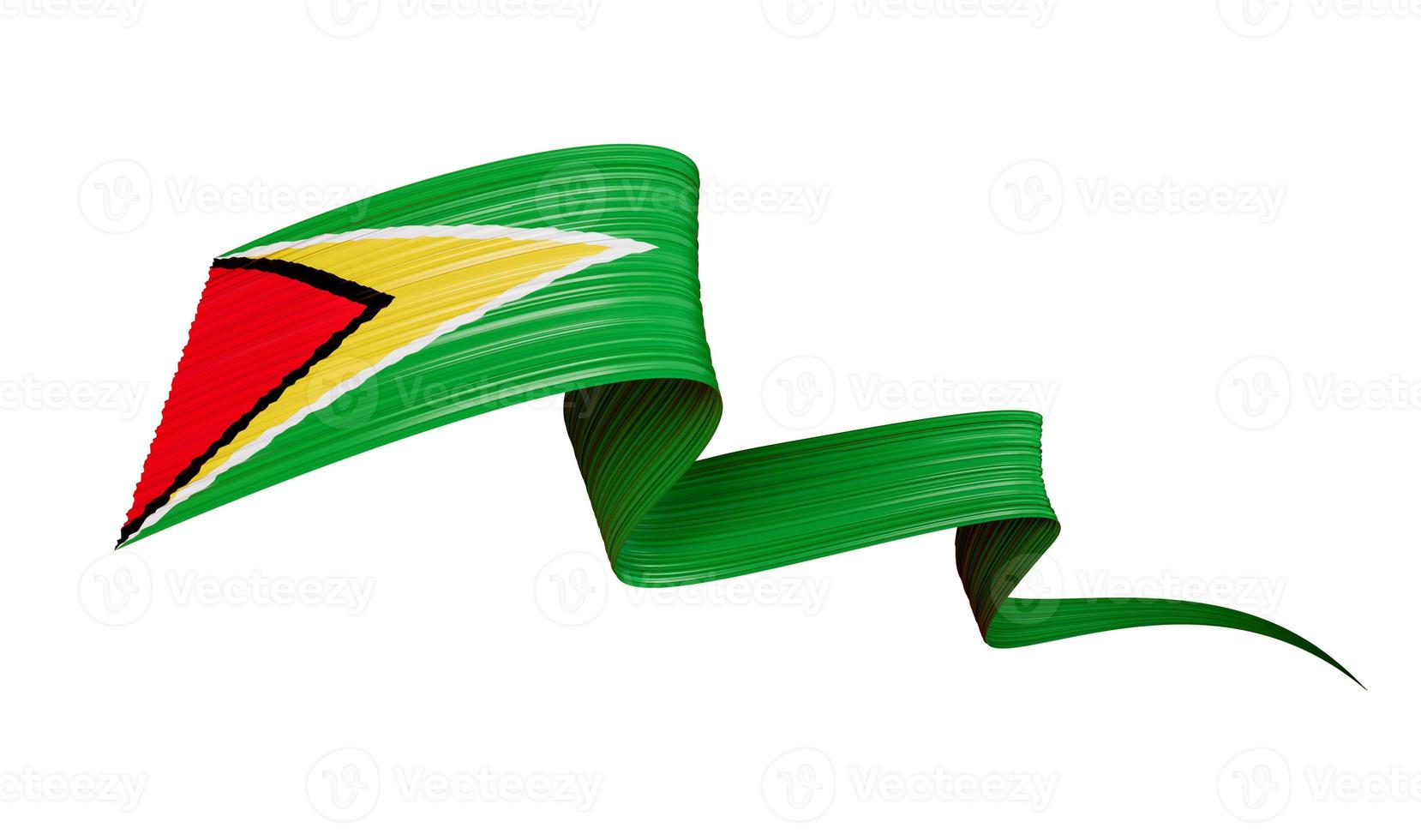 3d Flag Of Guyana Country, 3d Wavy Shiny Ribbon Isolated On White Background, 3d illustration photo