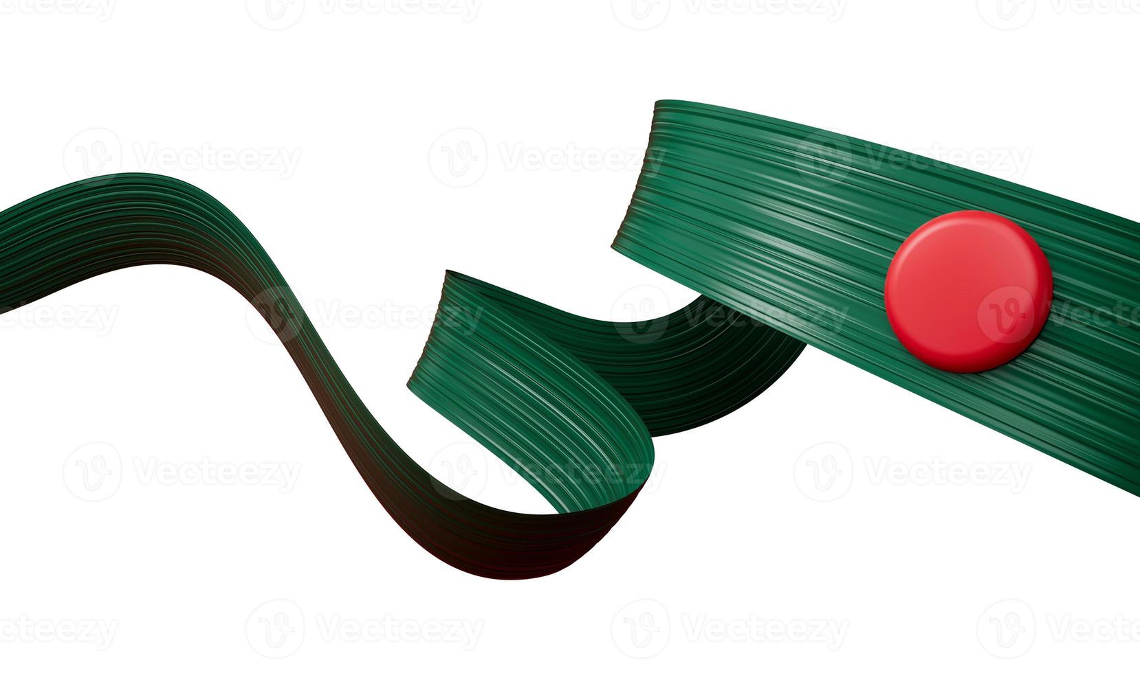 3d Flag Of Bangladesh Country, 3d Wavy Green Ribbon Isolated on White Background, 3d illustration photo
