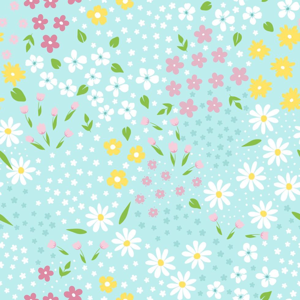 Spring simple flowers seamless pattern. Tiny beautiful flowers vector