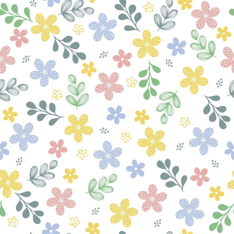 Spring simple flowers seamless pattern vector