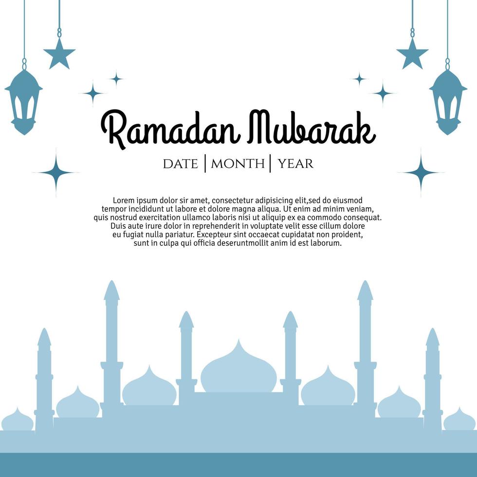 Ramadan Design Template for Social Media Post or Greeting Card with Mosque Illustration vector