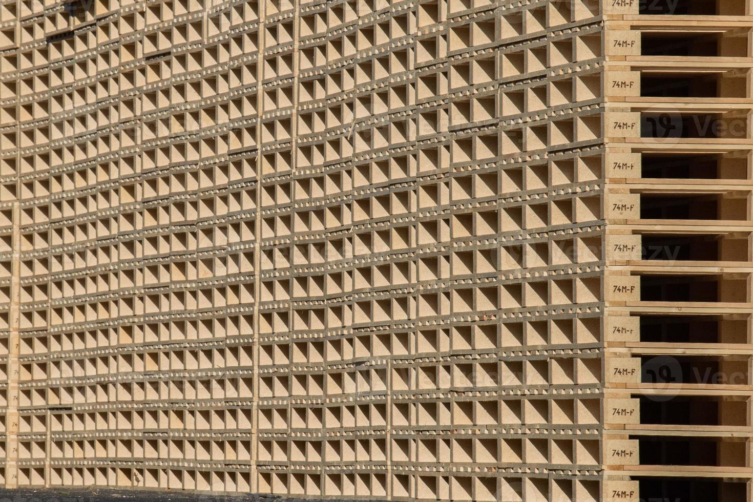 Pallets stacks close up view photo