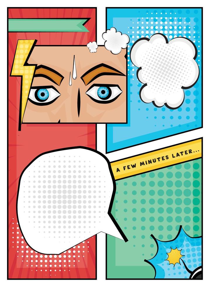 Colored comic cover page with comic speech bubbles Vector