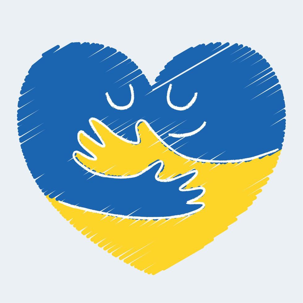aislado corazón forma con manos abrazando sí mismo ayuda Ucrania vector