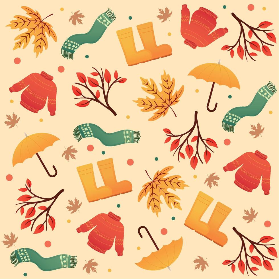 Autumn seamless pattern background with seasonal clothes Vector