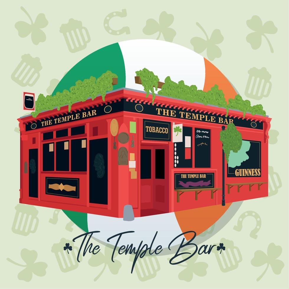 Isolated irish sticker with the temple bar landmark Vector