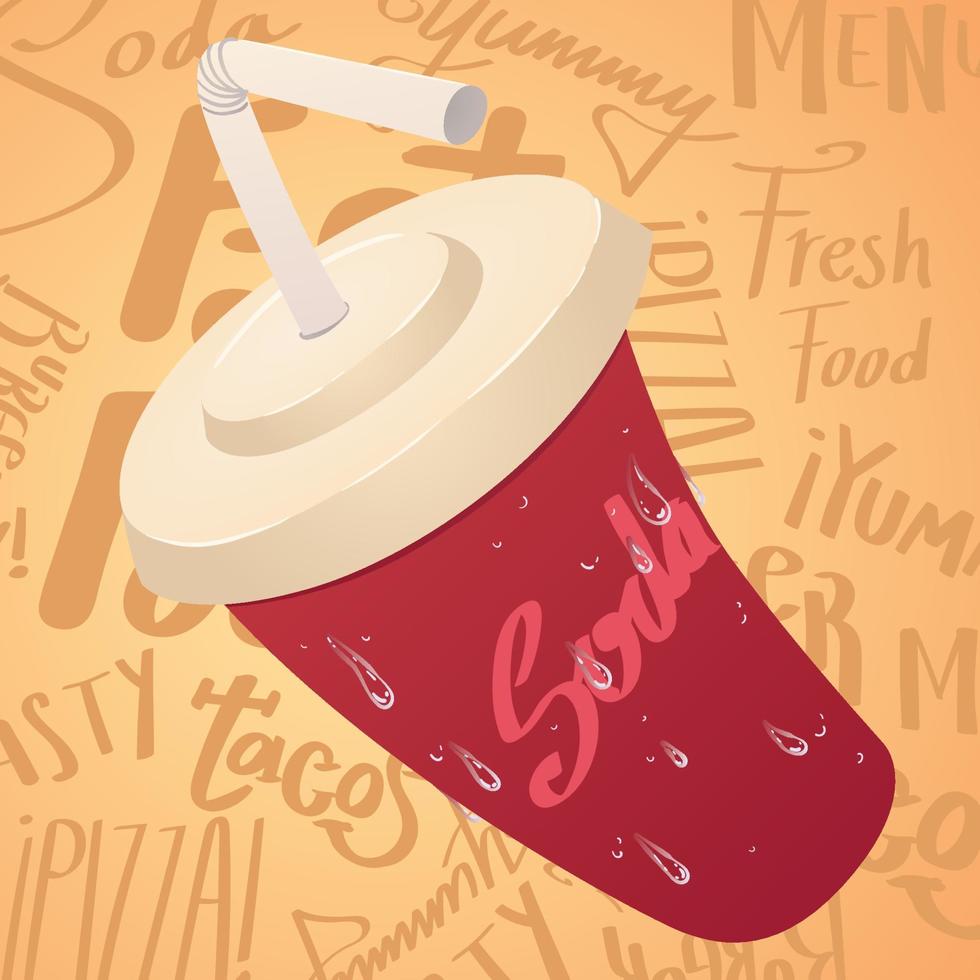 Isolated colored soda cup fast food Vector