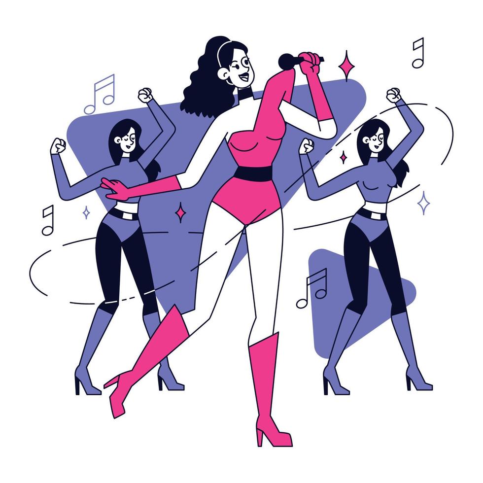 Isolated group of girls playing pop music concept Vector
