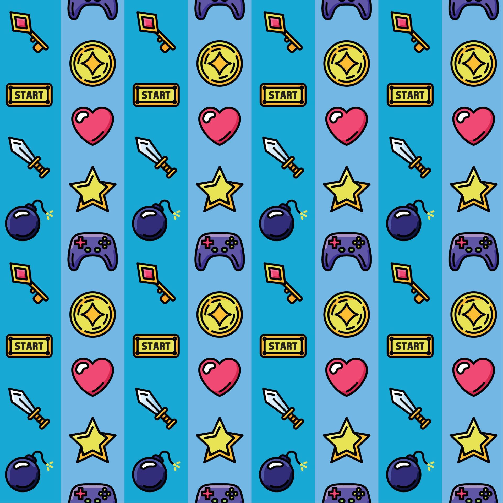Videogame seamless pattern background with bombs and swords icons ...