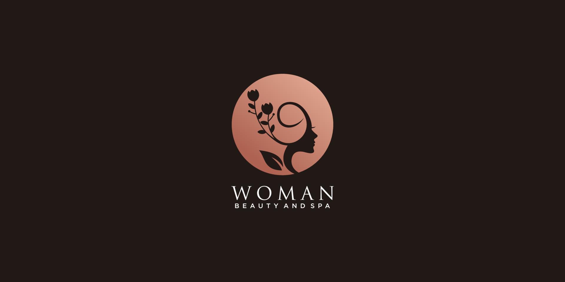 Beauty woman logo with flower element creative design premium vector