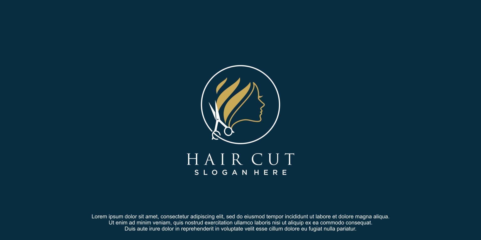 Beauty salon logo with creative concept and unique element design icon premium vector