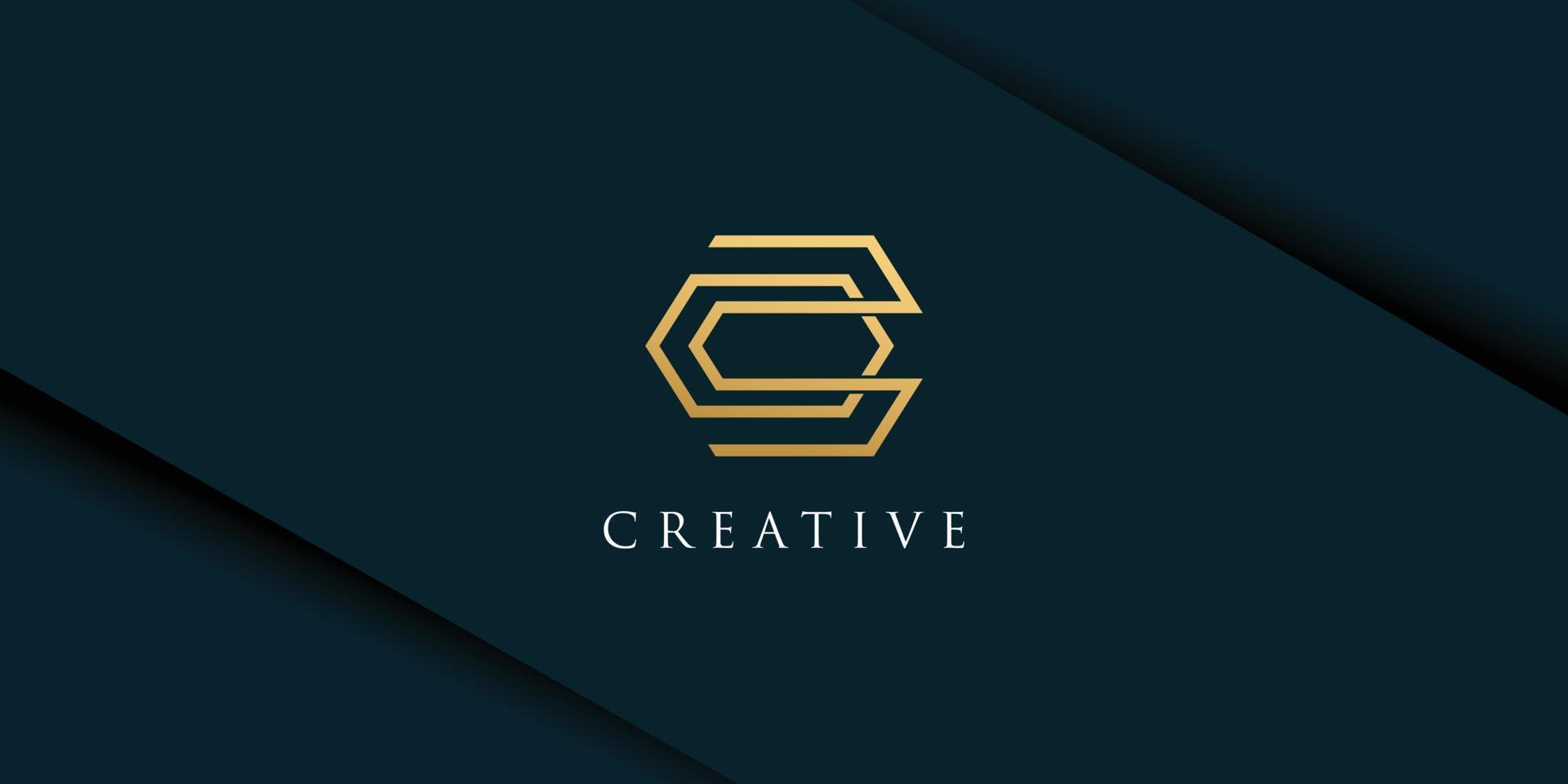 Monogram letter c logo with gold gradient lineart premium vector