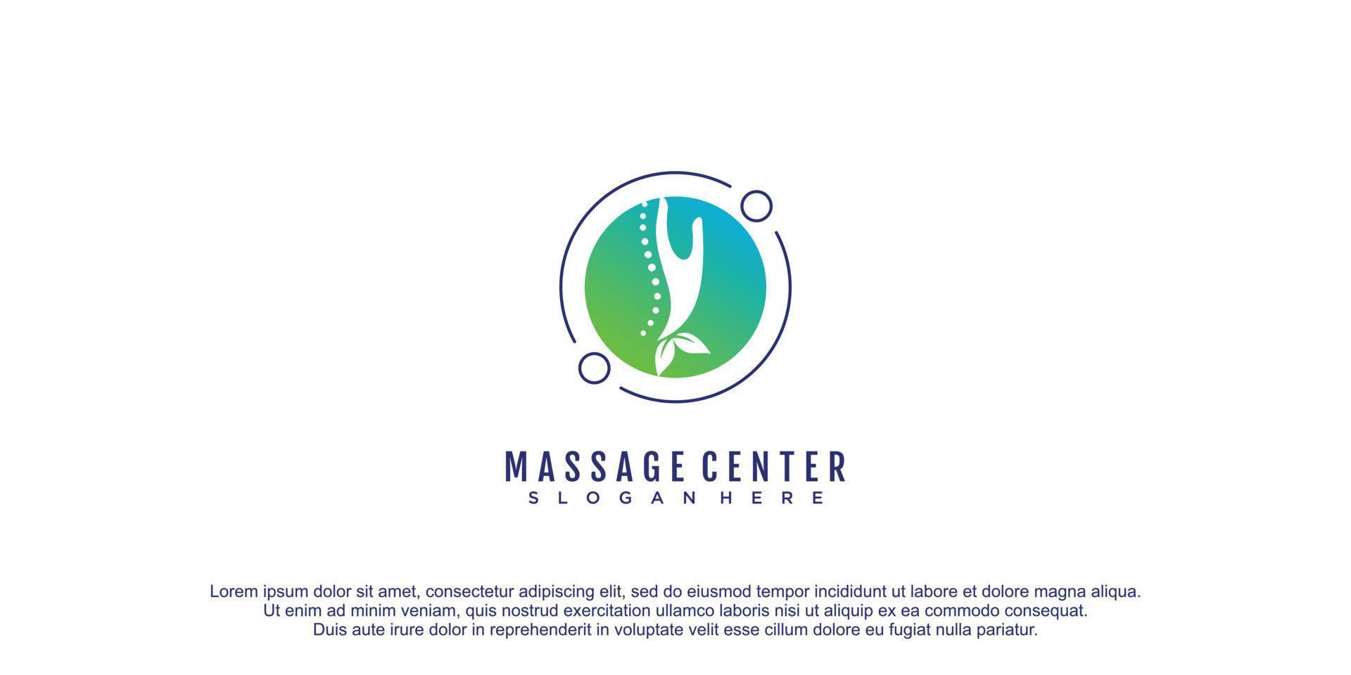 Massage logo with creative and unique design concept premium vector