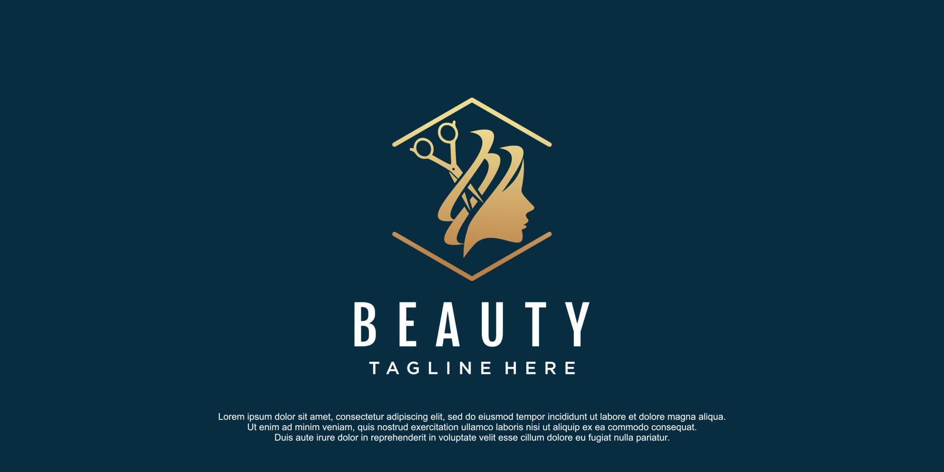 Beauty salon logo with creative concept and unique element design icon premium vector