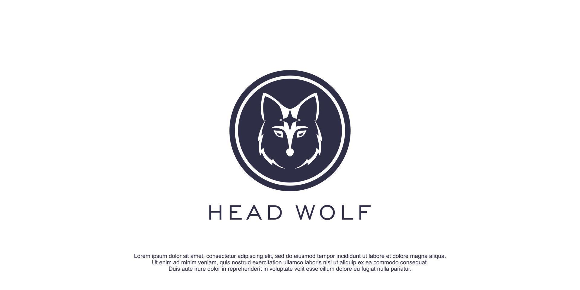 Head wolf logo with creative and unique style design icon vector illustration