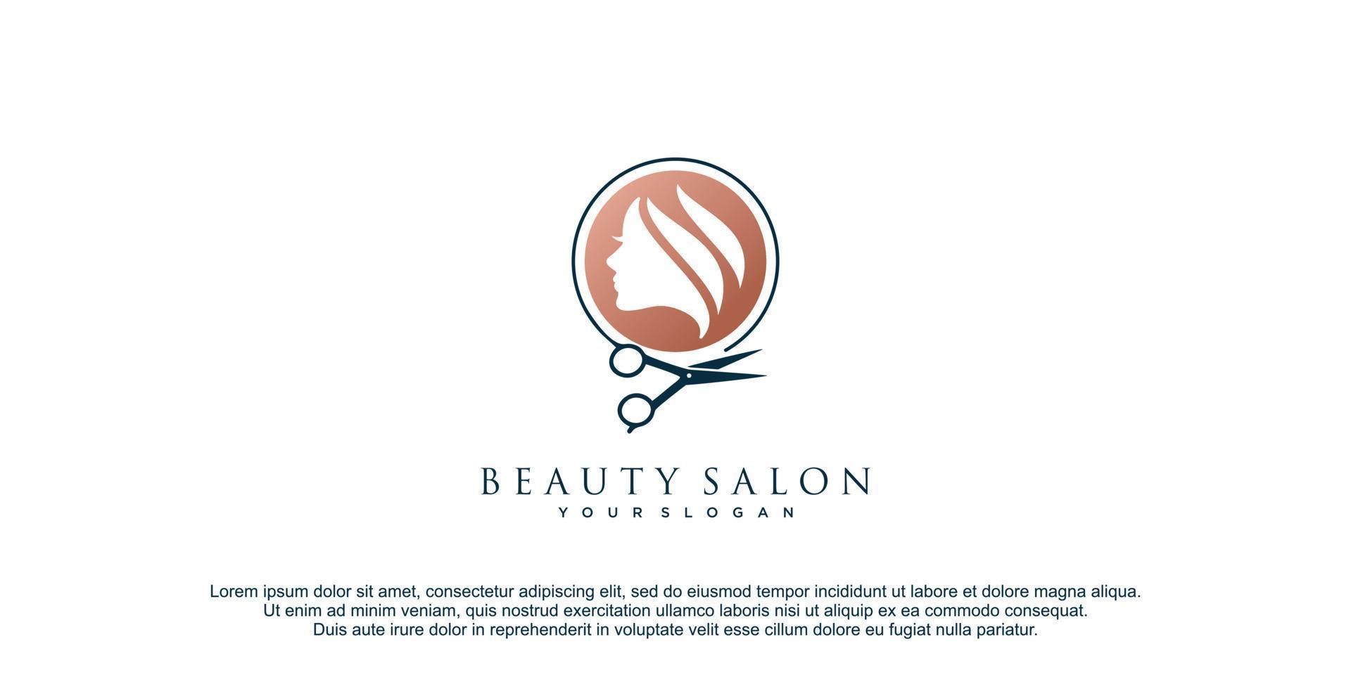 Beauty salon logo with creative concept and unique element design icon premium vector