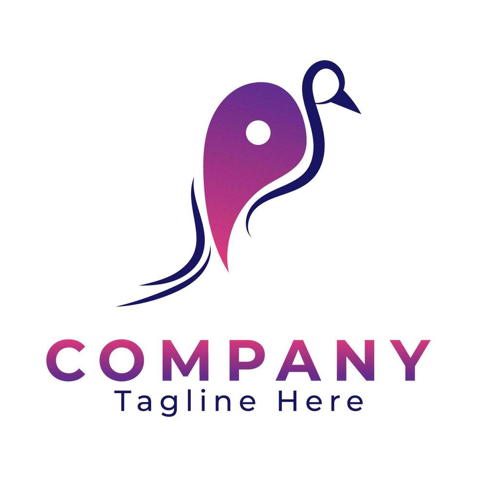 creative bird map logo design vector