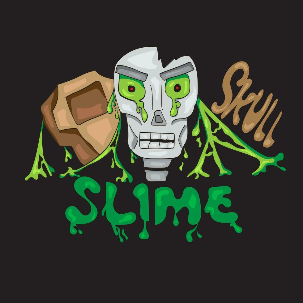 skull and slime t shirt vector design