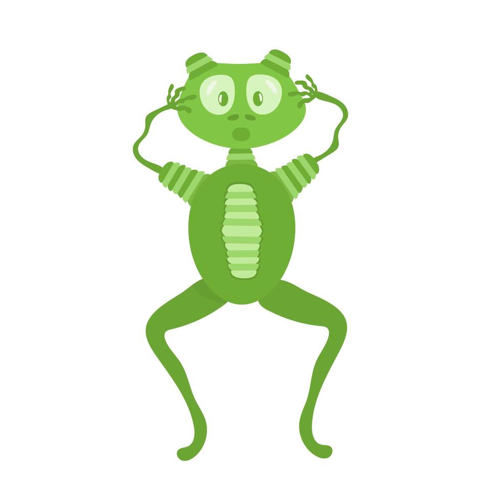 Surprised green frog with his mouth open. Emotion of surprise, horror vector