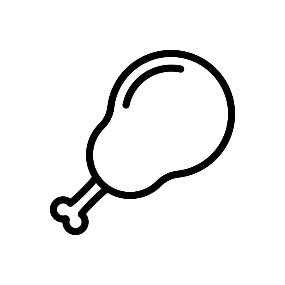 Fried chicken leg, chicken drumstick, chicken lollipop icon in line style design isolated on white background. Editable stroke. vector