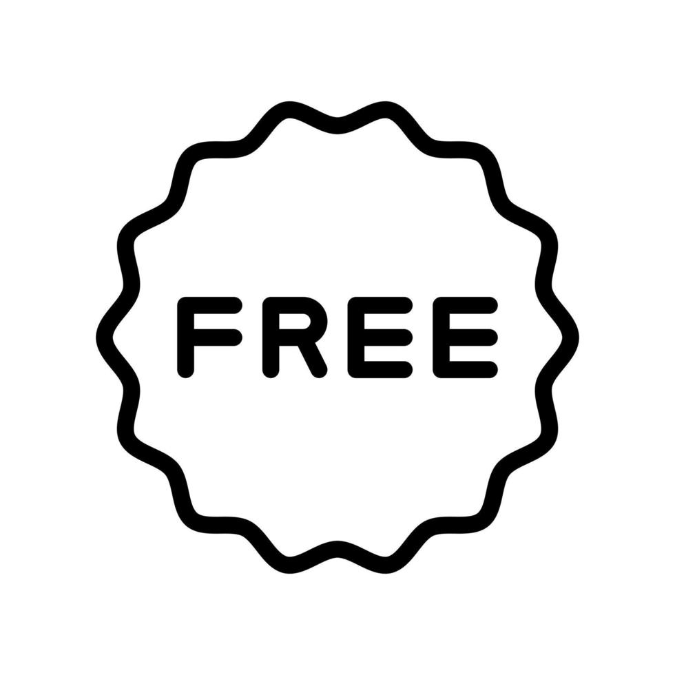 Free tag or badge, freebies sticker, free item label icon in line style design isolated on white background. Editable stroke. vector