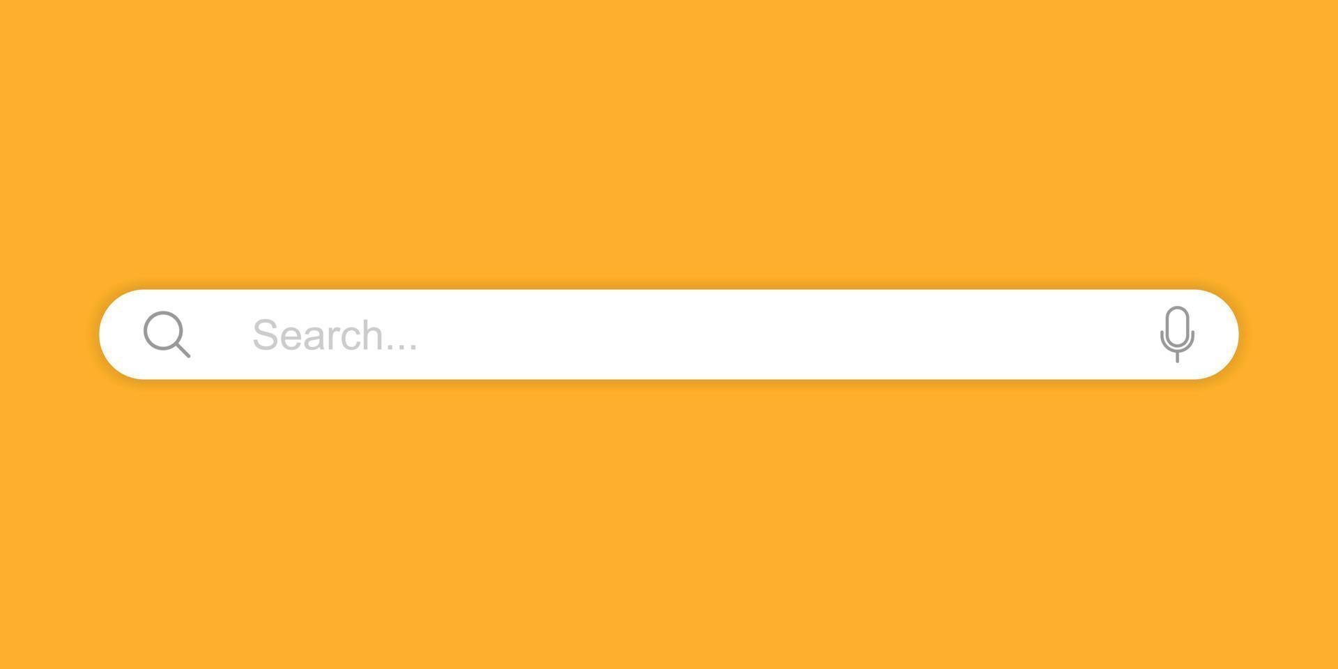 Search bar with shadow effect in flat style design isolated on yellow background. vector