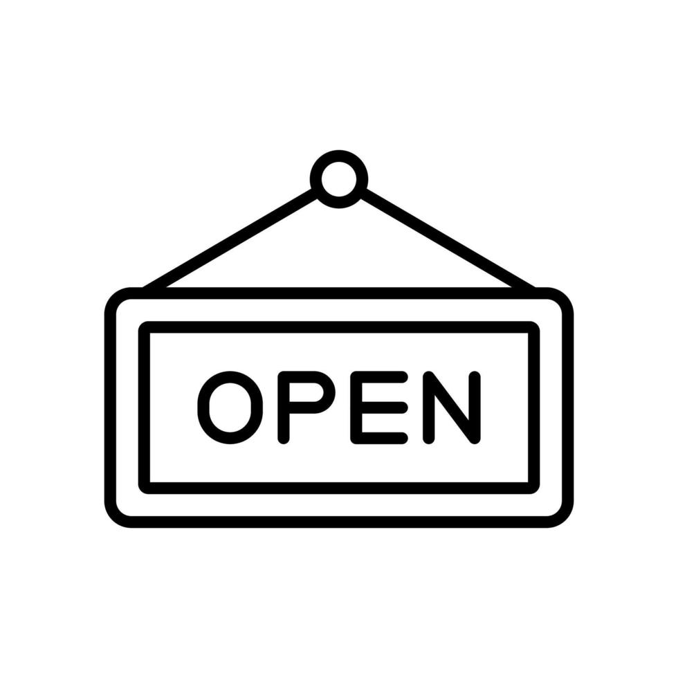 Open sign board icon in line style design isolated on white background. Editable stroke. vector