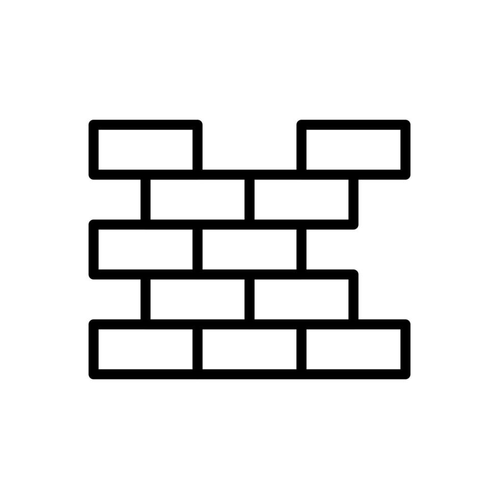 Broken brick wall icon in line style design isolated on white background. Editable stroke. vector