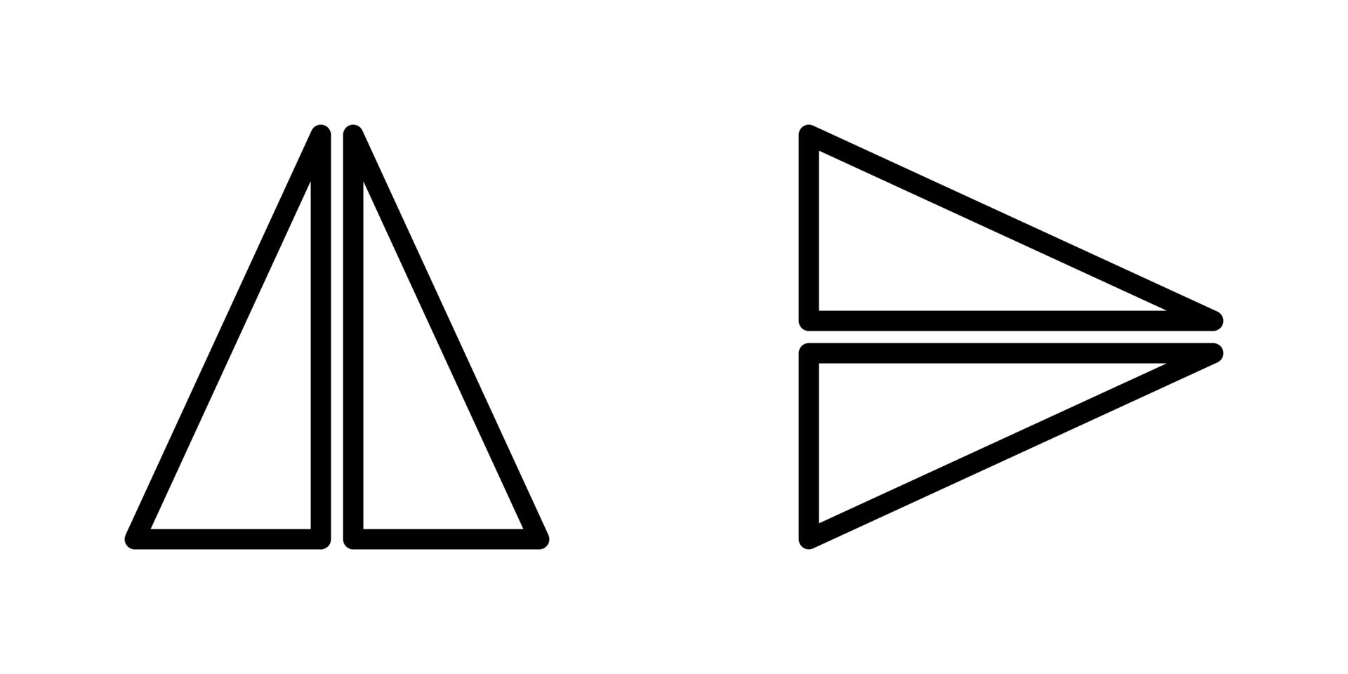 Flip horizontal and flip vertical tool icons in line style design