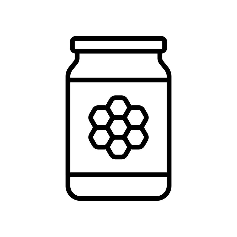 Honey jar, honey in bottle icon in line style design isolated on white background. Editable stroke. vector