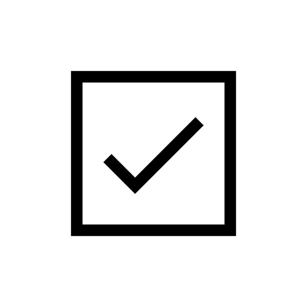 Square tick, checkbox, tick mark in box, check mark icon in line style design isolated on white background. Editable stroke. vector