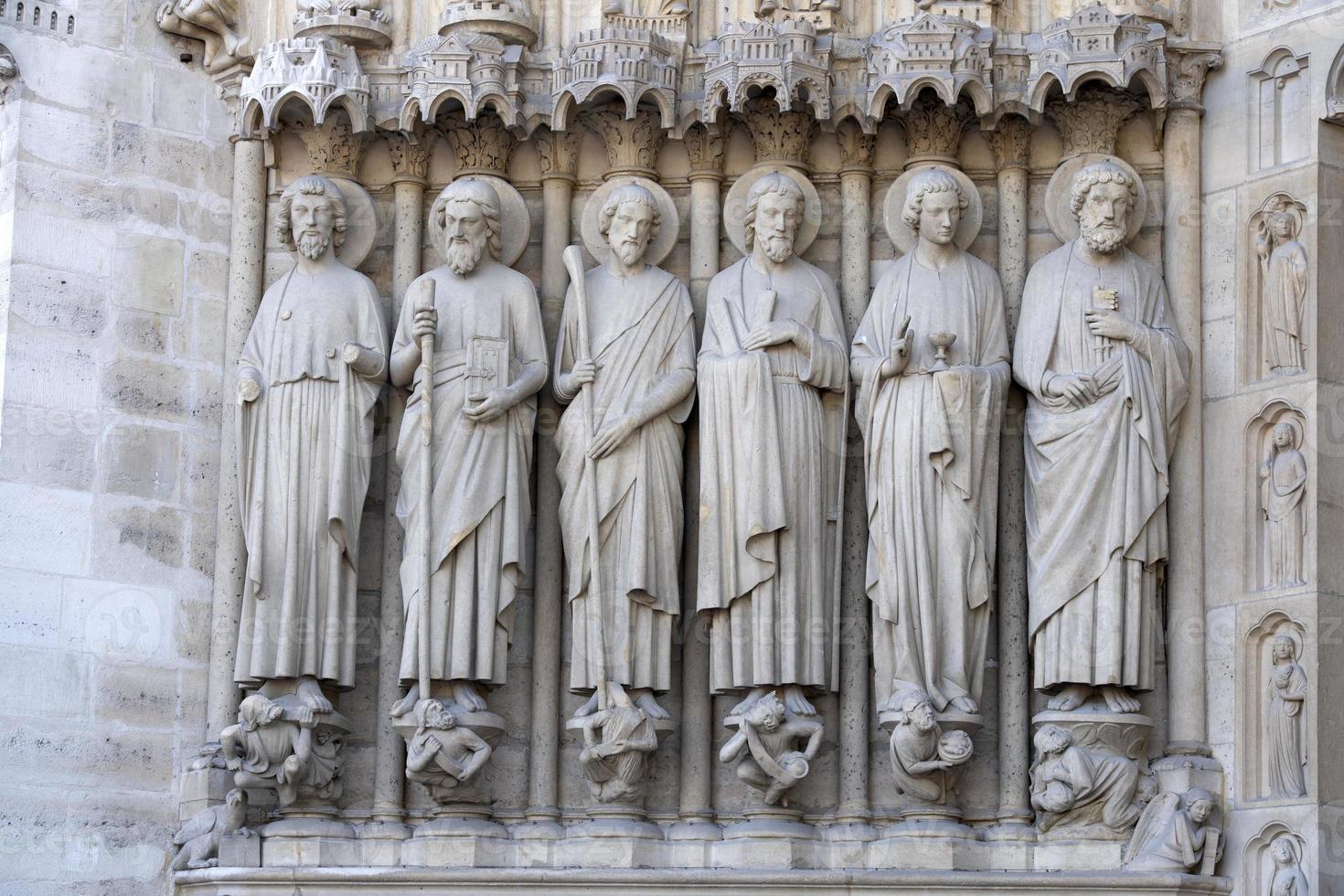 Notre dame paris cathedral statue sculpture and roof before fire photo