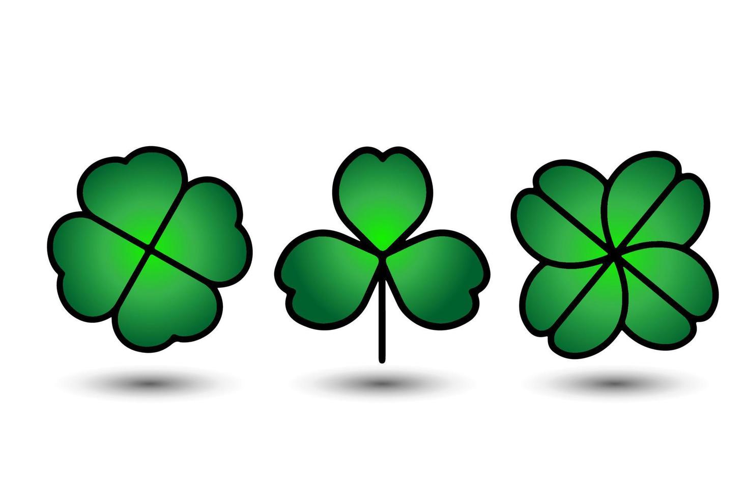 Green Shamrock clover vector icon. St Patrick day symbol, leprechaun leaf sign. Shamrock clover isolated, flat decorative element.