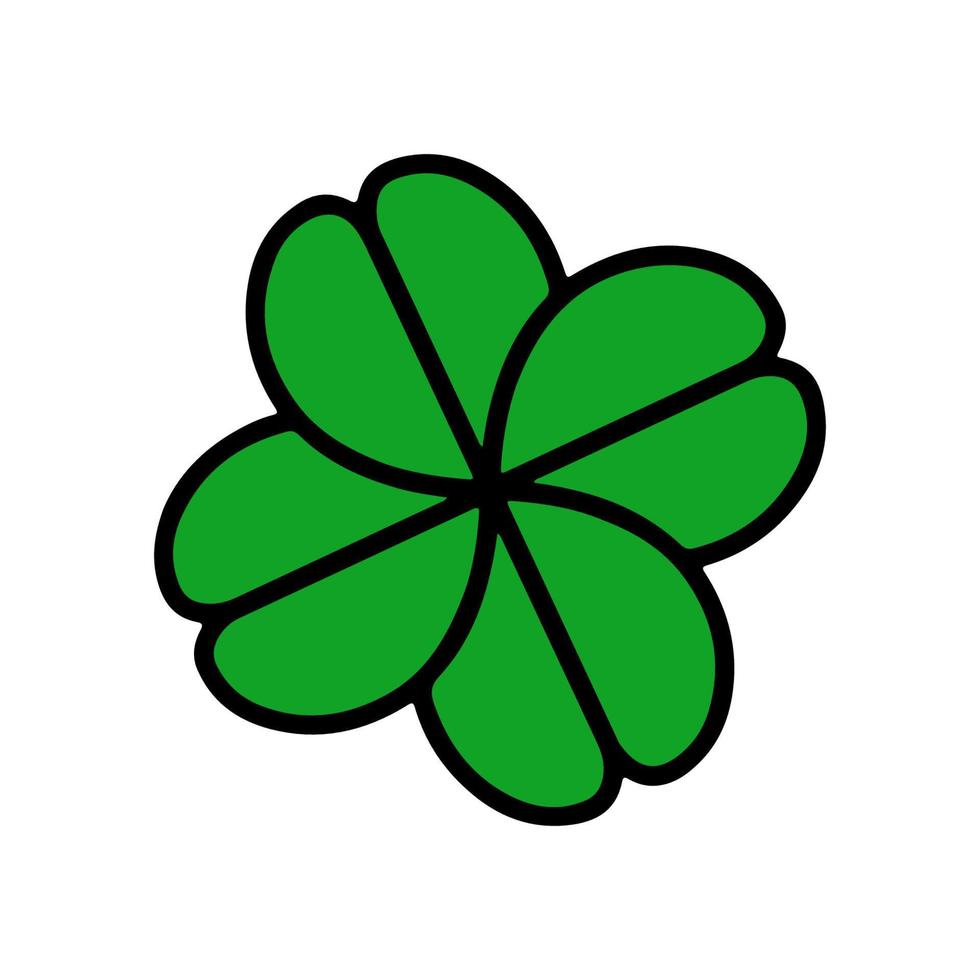 Green Shamrock clover vector icon. St Patrick day symbol, leprechaun leaf sign. Shamrock clover isolated, flat decorative element.