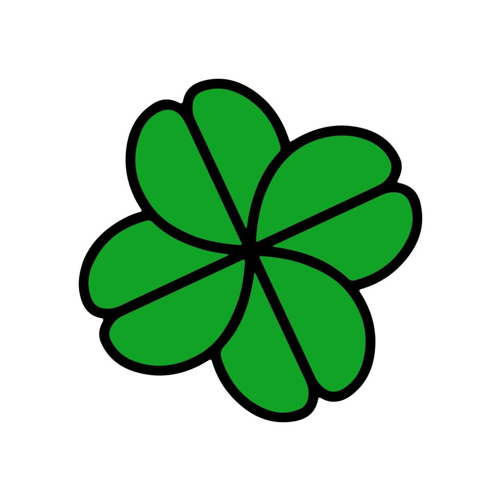 Green Shamrock clover vector icon. St Patrick day symbol, leprechaun leaf sign. Shamrock clover isolated, flat decorative element.