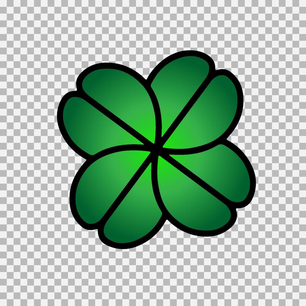 Green Shamrock clover vector icon. St Patrick day symbol, leprechaun leaf sign. Shamrock clover isolated, flat decorative element.