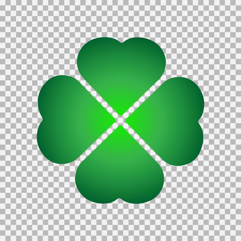 Green Shamrock clover vector icon. St Patrick day symbol, leprechaun leaf sign. Shamrock clover isolated, flat decorative element.