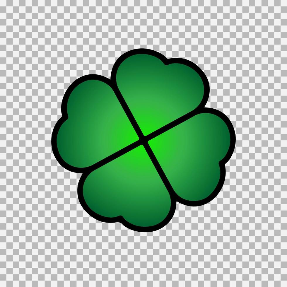 Green Shamrock clover vector icon. St Patrick day symbol, leprechaun leaf sign. Shamrock clover isolated, flat decorative element.