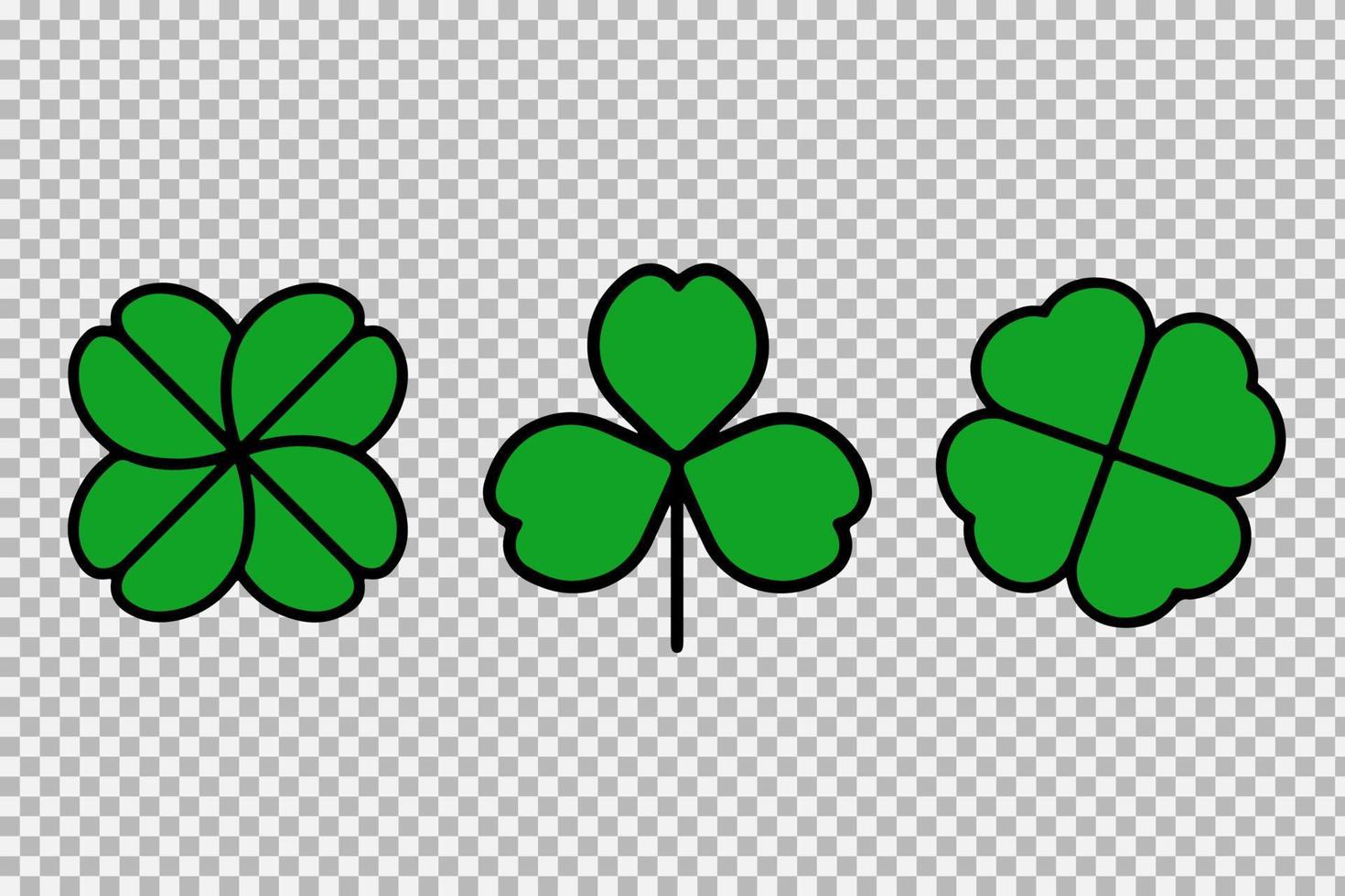 Green Shamrock clover vector icon. St Patrick day symbol, leprechaun leaf sign. Shamrock clover isolated, flat decorative element.