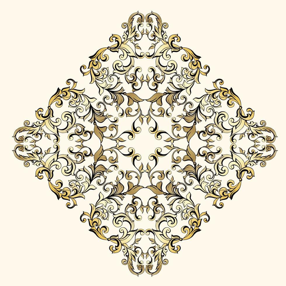 Vector damask vintage baroque scroll ornament swirl. Victorian monogram heraldic shield swirl. Retro floral leaf pattern border foliage antique acanthus calligraphy engraved tattoo. seamless pattern