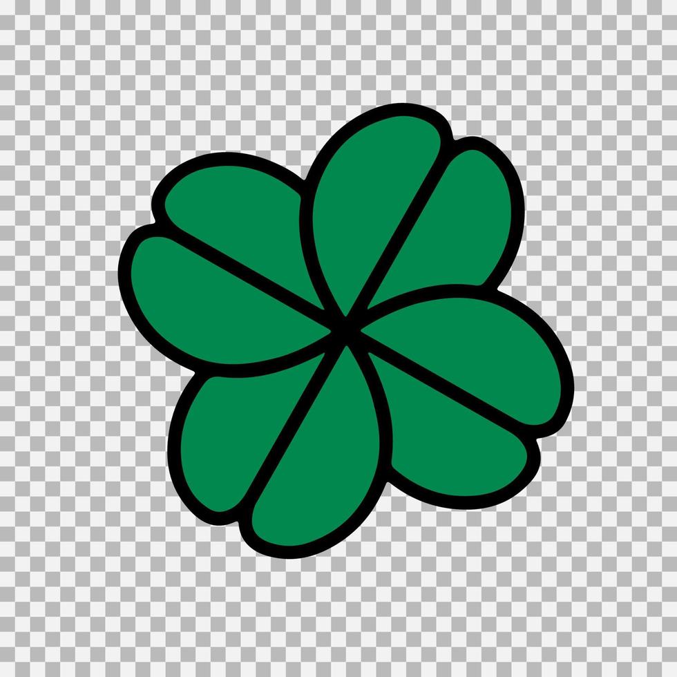 Green Shamrock clover vector icon. St Patrick day symbol, leprechaun leaf sign. Shamrock clover isolated, flat decorative element.