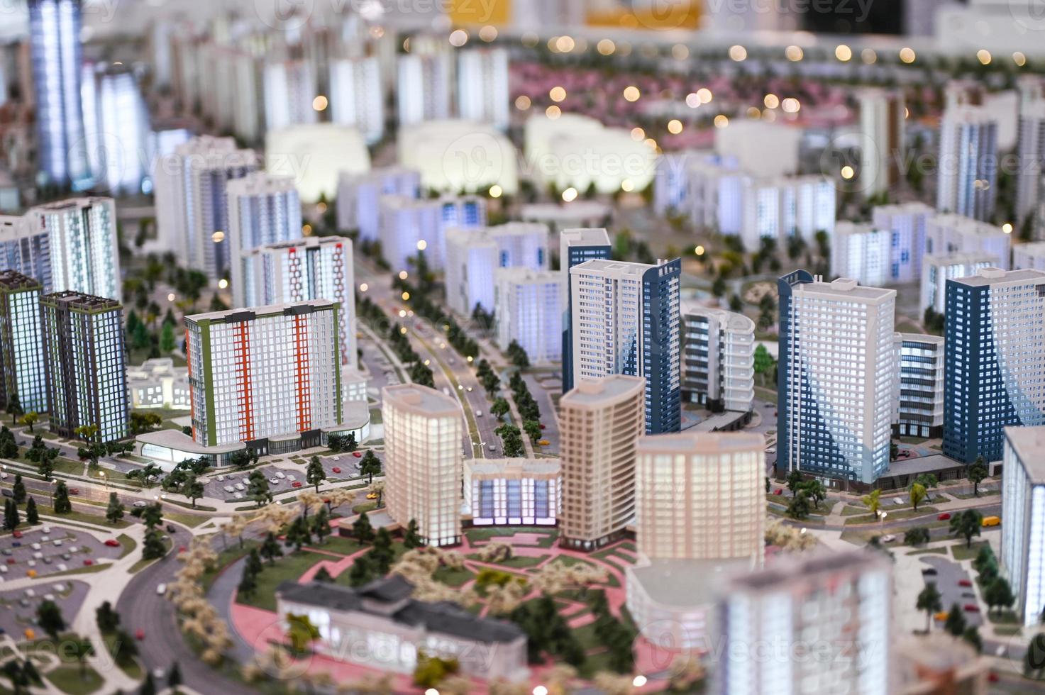 Miniature of a city with residential buildings photo