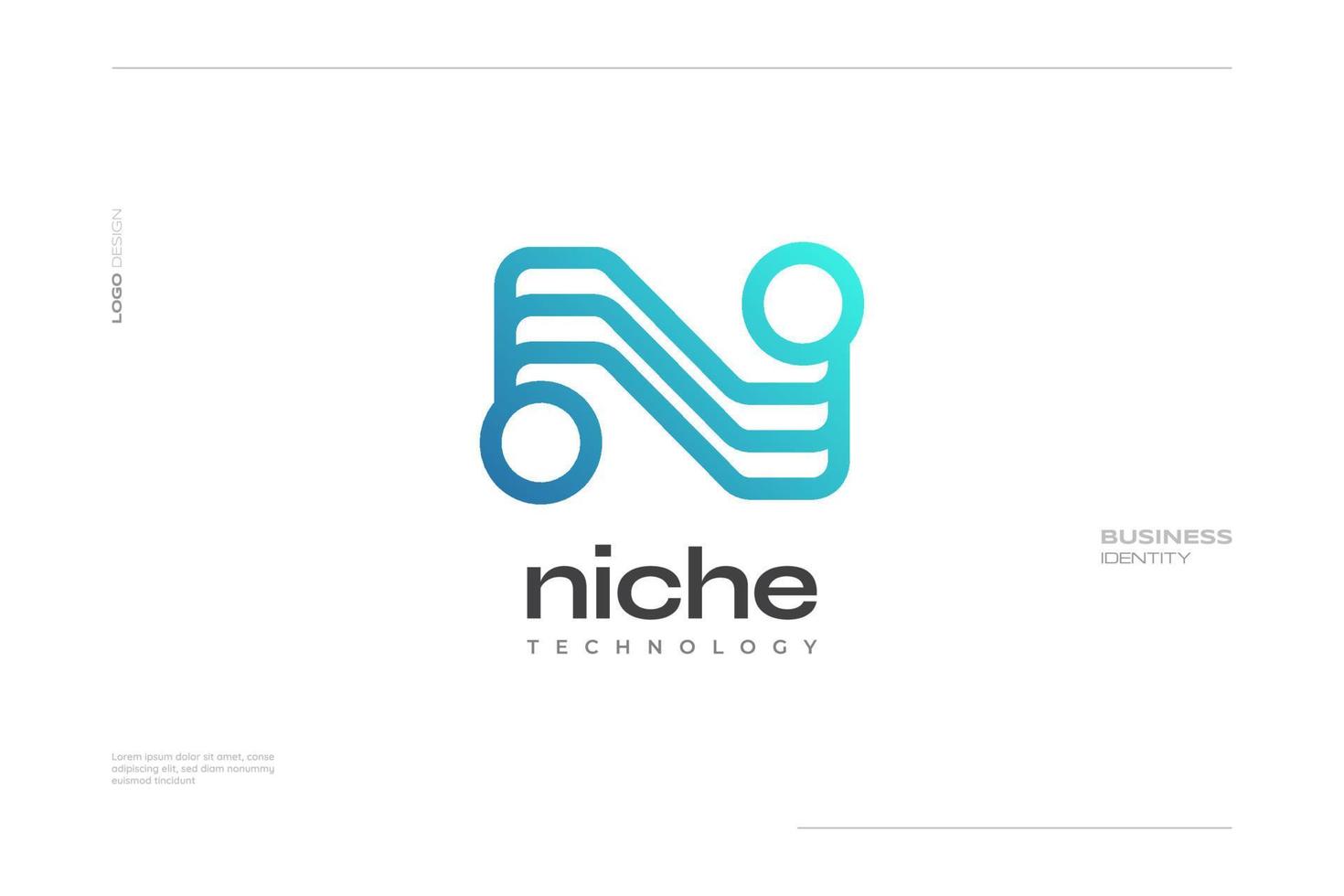 Abstract Letter N Logo Design with Technology Style in Blue Gradient. Suitable for Business and Technology Brand Identity vector