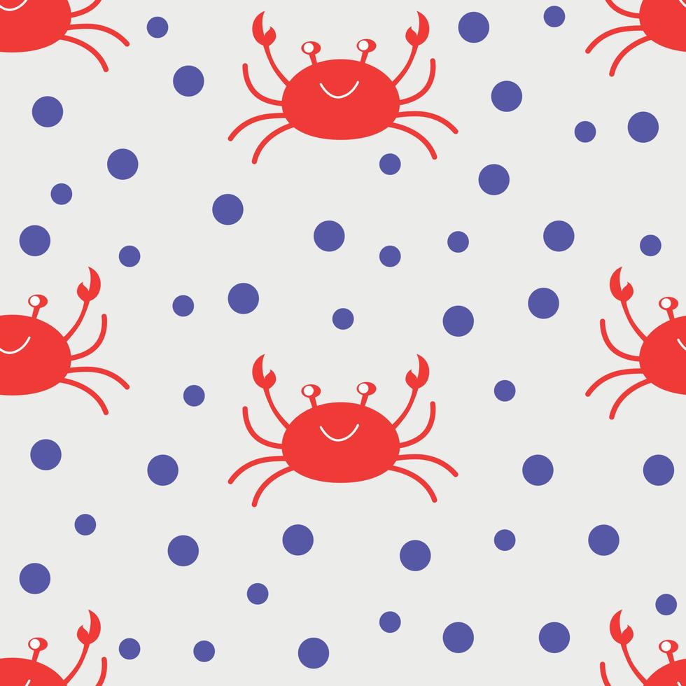 Sea crab seamless pattern, repeating polka dot pattern background vector